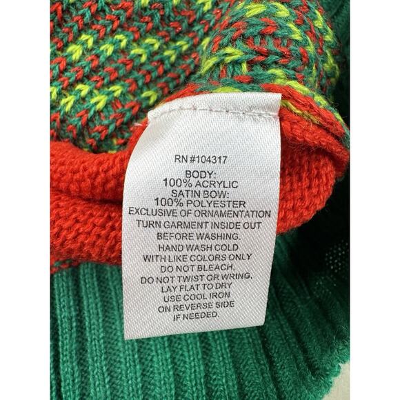 Tacky Christmas Sweater Womens L Gift Wrap Bow Red Green Gold Holiday NWT - Picture 9 of 9